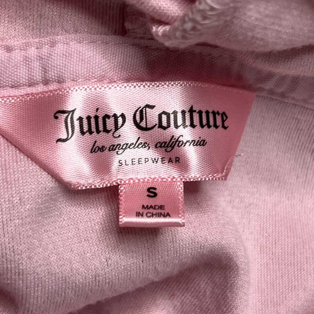 Juicy Couture Pink Velour Cropped Hoodie Top Sweatsuit Rhinestone Bedazzled Y2K - Picture 4 of 7